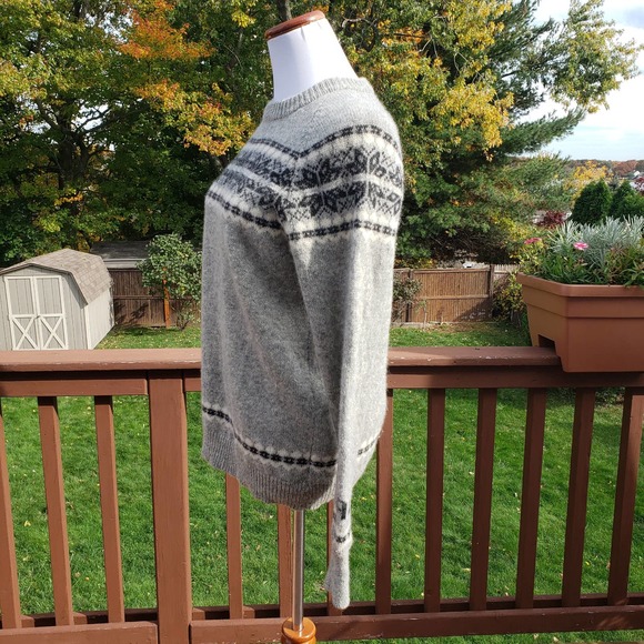VINTAGE Sweater Grey Shetland Wool Fairisle Unisex L - Picture 9 of 11